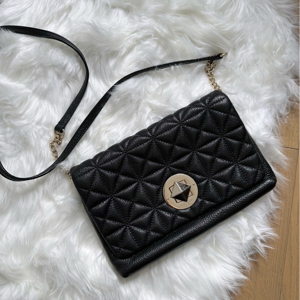 Kate Spade Astor Court Naomi Quilted Pebbled Leather Turn Lock Crossbody Bag